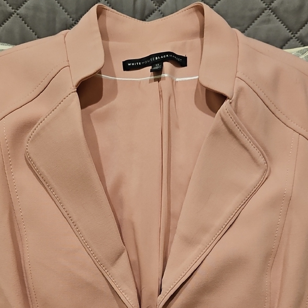 White House Black Market Pink Blazer with Notched Lapel and Peplum Fit - Picture 9 of 16